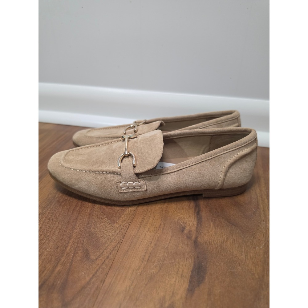 NEW A New Day Loafers Size 8 Tan Suede Gold Horsebit Hardware Flats